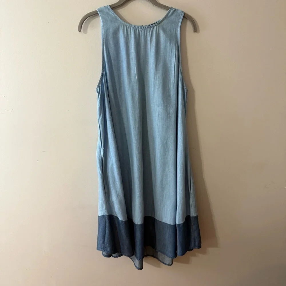 Chelsea & Theodore Light and Dark Blue Sleeveless Dress - Picture 1 of 8